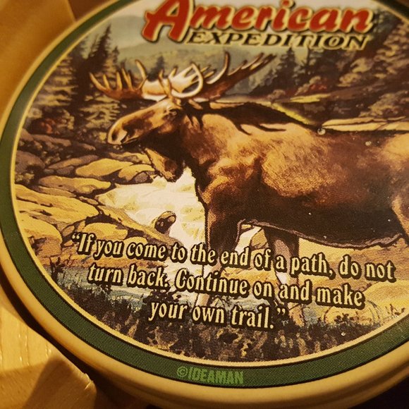 Set of 3 Stone Moose Coasters with Holder - Picture 3 of 8